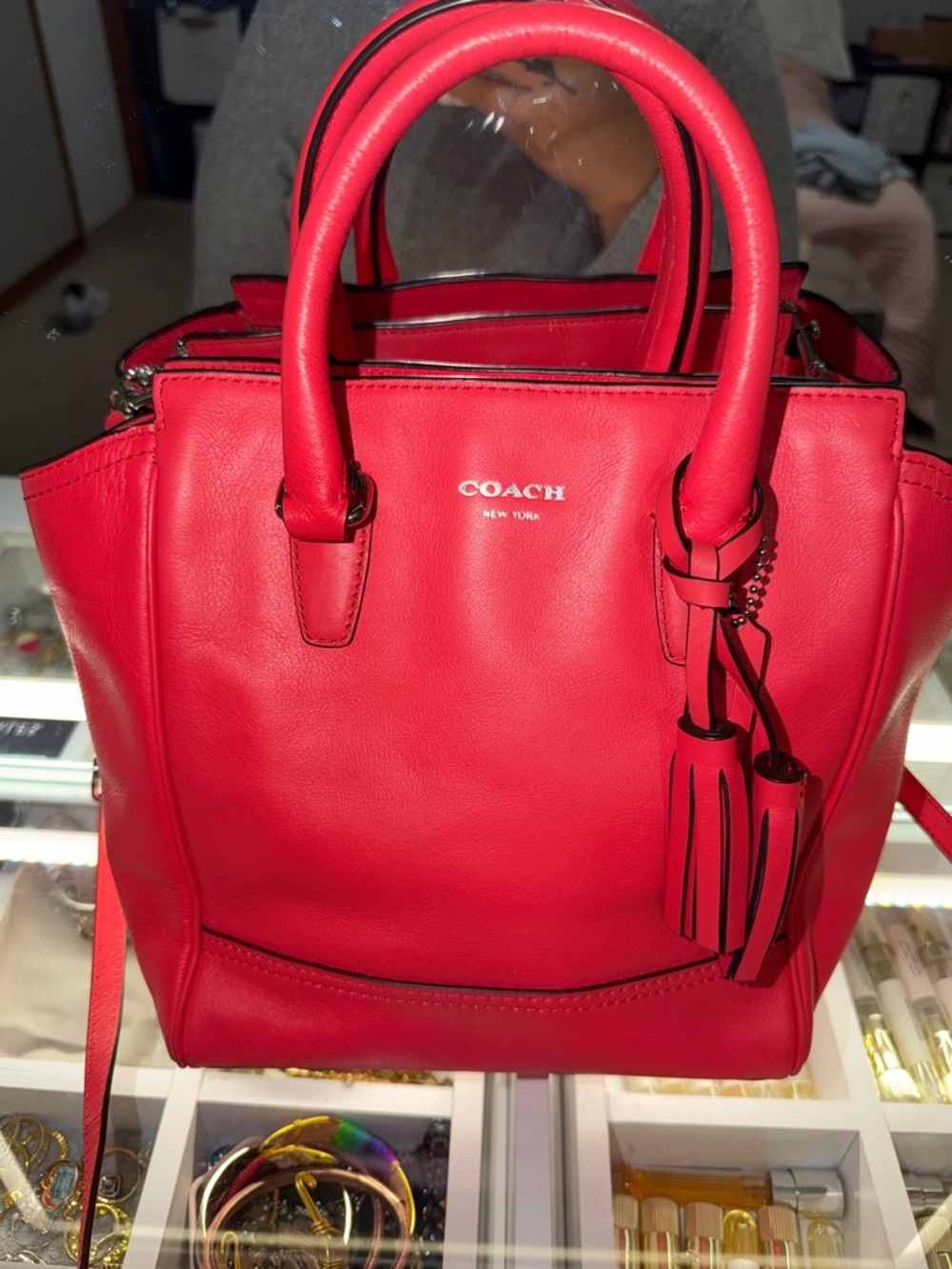 Vintage COACH Leather Legacy Mini Tanner Tote with Tassel Charm